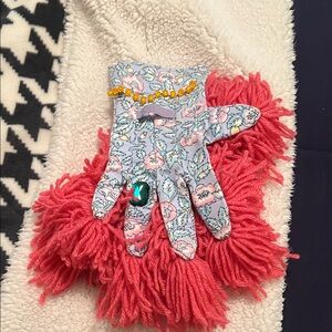 Floral Hand Duster with Pink Accents